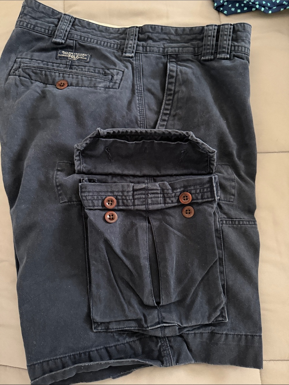 Polo by Ralph Lauren Dark Navy Cargo Shorts with Buttoned Flap Pocket